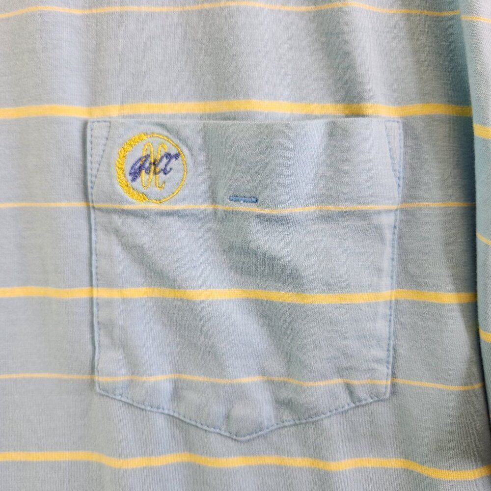 B Draddy Shirt Mens XL Blue Striped Golf Polo Pima Cotton Chest Pocket Comfy - Picture 3 of 15